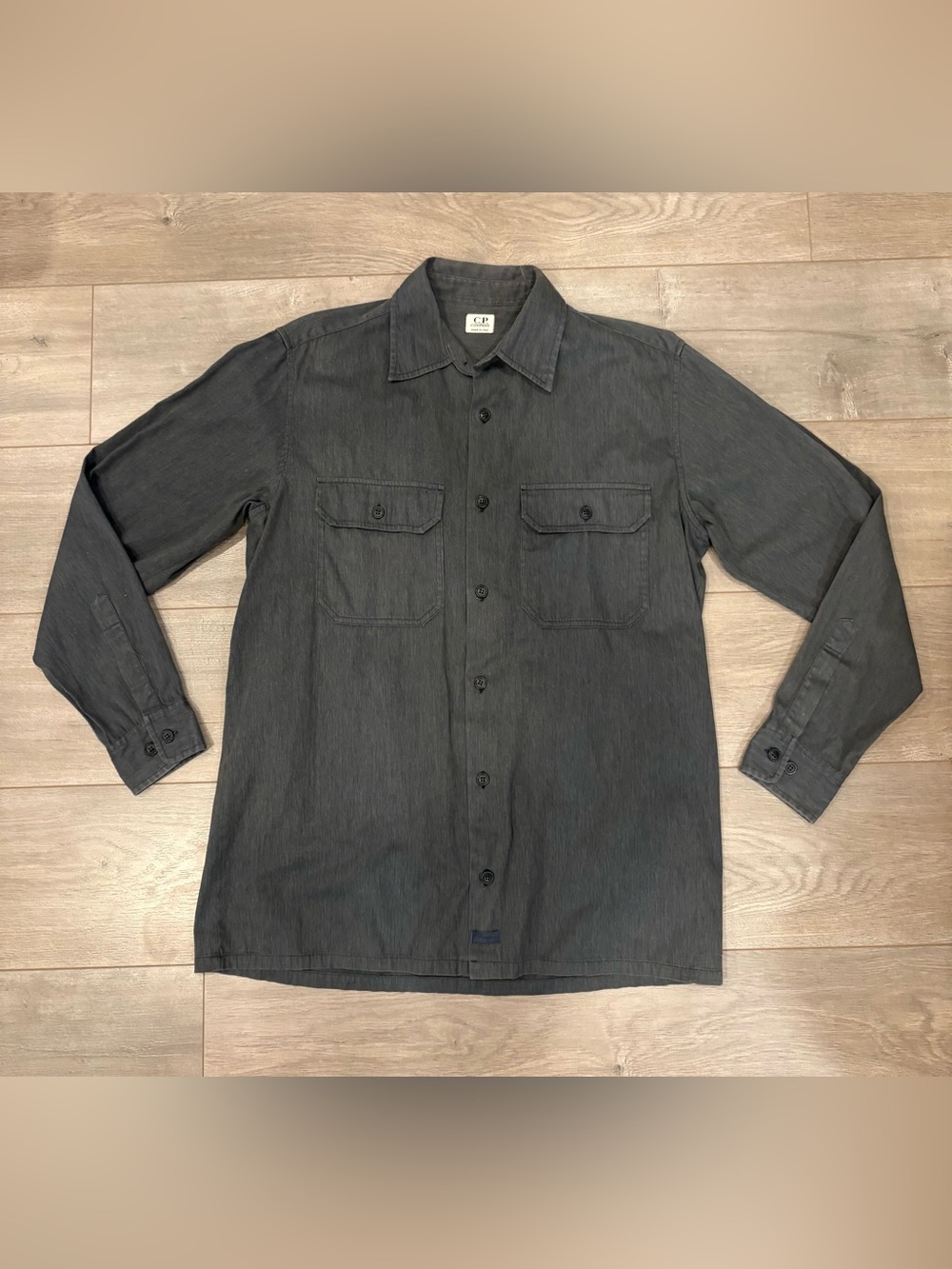 CP Company Overshirt Blue Grey Button Shirt Mens 4 Made In Italy